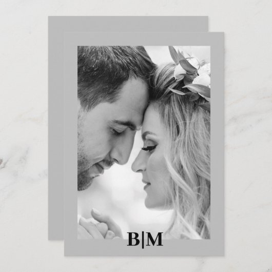 Paare Initial Retro Foto Monogram Dankeskarte (Vorne/Hinten)