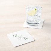 Paare Initial Retro Foto Monogram Rechteckiger Pappuntersetzer (Vor Ort)