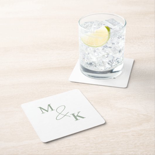 Paare Initial Retro Foto Monogram Rechteckiger Pappuntersetzer (Vor Ort)