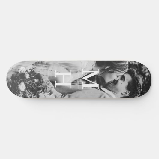 Paare Initial Retro Foto Monogram Skateboard (Horizontal)
