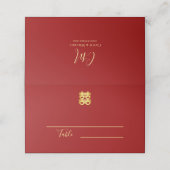 Paare Initialen moderne chinesische Hochzeit rot Platzkarte (Außenseite Aufgefaltet)