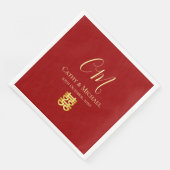 Paare Initialen moderne chinesische Hochzeit rot Serviette (Ecke)