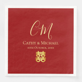 Paare Initialen moderne chinesische Hochzeit rot Serviette