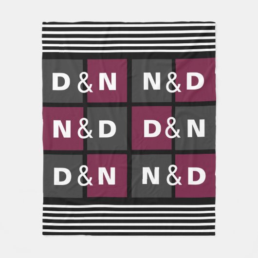 Paare Initials verschmolzen modernes Muster Fleecedecke (Vorderseite)