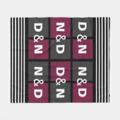 Paare Initials verschmolzen modernes Muster Fleecedecke (Vorderseite (Horizontal))