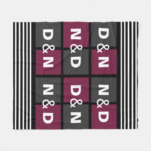 Paare Initials verschmolzen modernes Muster Fleecedecke (Vorderseite (Horizontal))