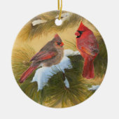 Paare Kardinäle Keramikornament (Vorne)