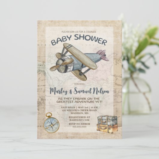 Paare Kinderdusche Einladung Bestes Abenteuer (Stehend Vorderseite)