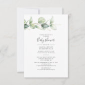 Paare Kinderdusche Eukalyptus Grüne Blätter Einladung (Vorderseite)