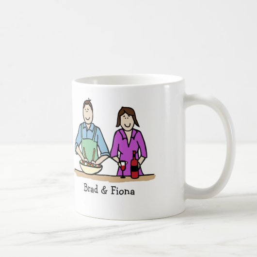 Paare kochen - personalisierte Cartoon-Tasse Kaffeetasse (Rechts)