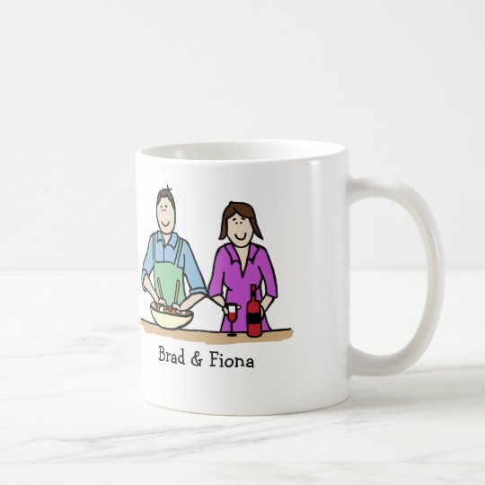 Paare Kochen Personalisierte Cartoon Tasse Kaffeetasse Zazzle De