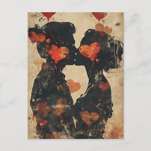 Paare küssen Valentinstag Postkarte (Vorderseite)