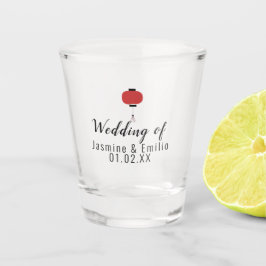 Paare mit asiatischen Logos für Hochzeiten Schnapsglas