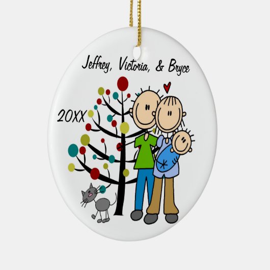 Paare mit Baby-und Katzen-Gewohnheits-Verzierung Keramikornament (Rechts)