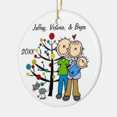 Paare mit Baby-und Katzen-Gewohnheits-Verzierung Keramikornament (Links)