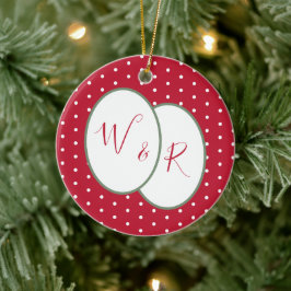 Paare Mit Monogramm Unser erstes Weihnachtsrot Keramik Ornament
