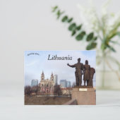 Paare mit weißem Sculputre Vilnius Litauen Postkarte (Stehend Vorderseite)