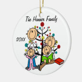 Paare mit zwei Mädchen-kundenspezifischer Keramikornament (Links)