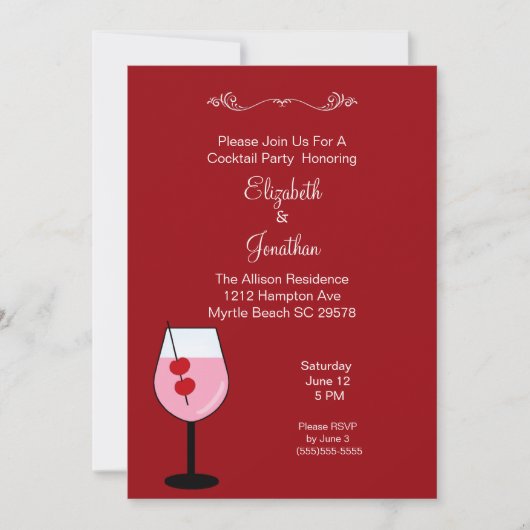 Paare Mixed Drink Cocktail Party Einladung (Vorderseite)