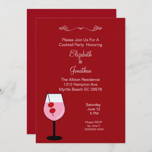 Paare Mixed Drink Cocktail Party Einladung (Vorne/Hinten)