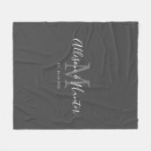 Paare Moderne Handschrift Grau Monogramm Fleecedecke (Vorderseite (Horizontal))