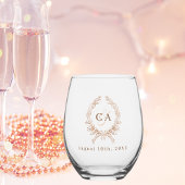 Paare Monogramm Initialen Kranz Rose Gold Weinglas Ohne Stiel