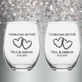 Paare Name 60 Jubiläum Geschenk Original Herz Weinglas Ohne Stiel