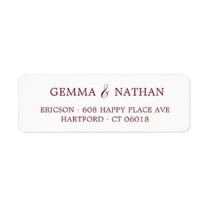 Paare Name Burgundy Wedding Rücksendeadresse