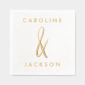 Paare Name handGezeichnet Amperand Wedding Gold Servietten Mit Folie (Vorderseite)