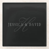 Paare Name & Name Monogram Glasuntersetzer (Vorderseite)