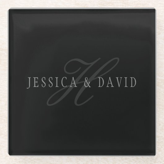 Paare Name & Name Monogram Glasuntersetzer (Vorderseite)