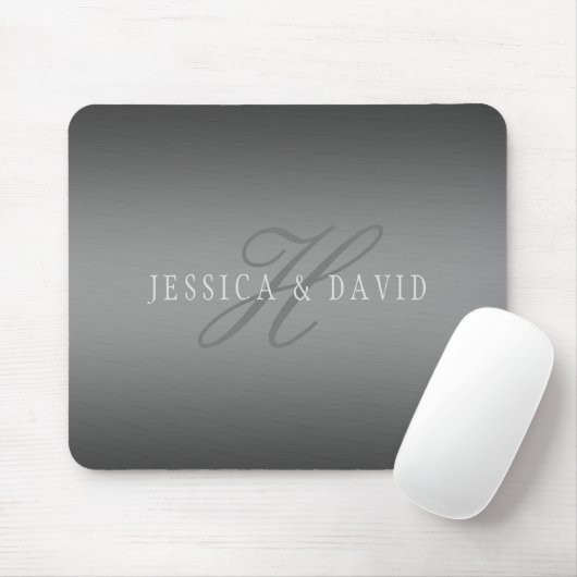 Paare Name & Name Monogram Gradient Gray Mousepad (Mit Mouse)
