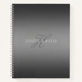 Paare Name & Name Monogram Gradient Gray Notizblock (Vorderseite)