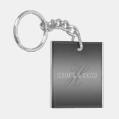 Paare Name & Name Monogram Gradient Gray Schlüsselanhänger (Vorderseite links)