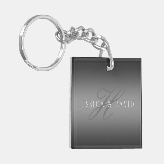Paare Name & Name Monogram Gradient Gray Schlüsselanhänger (Vorderseite links)