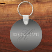Paare Name & Name Monogram Gradient Gray Schlüsselanhänger (Rückseite)