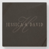 Paare Name & Name Monogram Steinuntersetzer (Vorderseite)