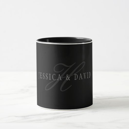 Paare Name & Name Monogram Tasse (Zentrum)