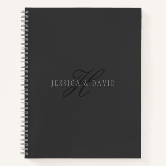 Paare Name & Name Monogramm dunkelgrau Notizblock (Vorderseite)