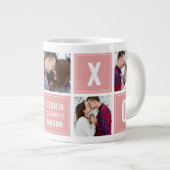 Paare Name XOXO Valentine's Day Custom Foto Jumbo-Tasse (Vorderseite Rechts)