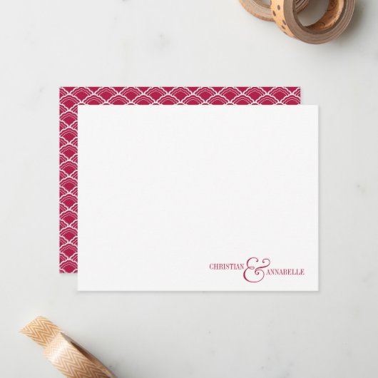 Paare Personalisiert Stationery Burgundy Scallop Mitteilungskarte (Vorderseite/Rückseite Beispiel)