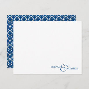 Paare Personalisiert Stationery Navy Blue Scallop Mitteilungskarte