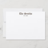 Paare Personalisierte braune klassische Kalligraph Mitteilungskarte (Vorderseite)