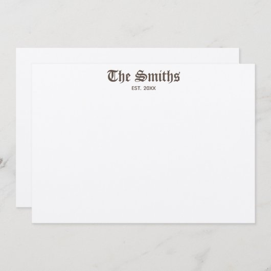 Paare Personalisierte braune klassische Kalligraph Mitteilungskarte (Vorne/Hinten)