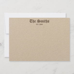 Paare Personalisierte braune klassische Kalligraph Mitteilungskarte