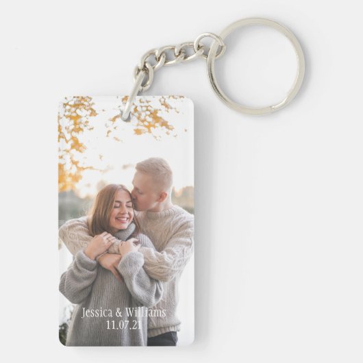 Paare Personalisierte Foto Namen und Datum Schlüsselanhänger (Rückseite)