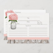 Paare Pink Hydrangea Mason Jar Rezept Card (Vorne/Hinten)