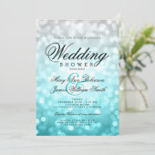 Paare Polterabend Beach Ombre Bokeh Lights Einladung (Stehend Vorderseite)