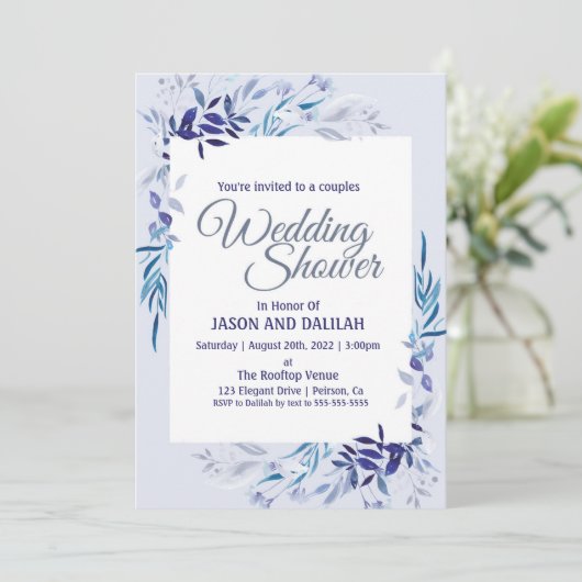 Paare Polterabend Blue Einladung (Stehend Vorderseite)