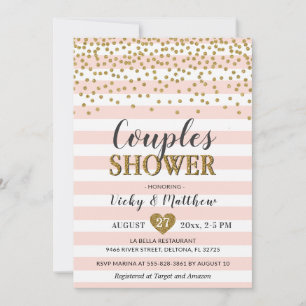 Paare Polterabend Blush Pink Gold Confetti Einladung